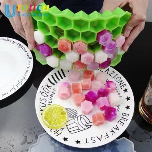 Silicone Ice Cube Trays with Lid, Baby Food Freezing Maker Mold, Ice Jelly Maker Molds for Whisky Cocktail Cola