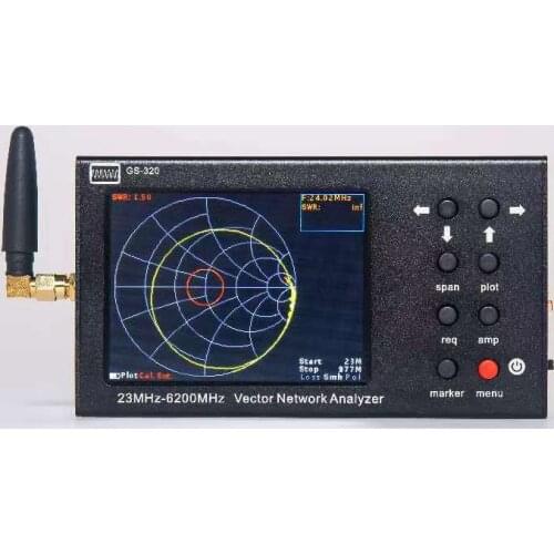 Portable VNA SWR 6G vector network analyzer reflectometer GS-320 23-6200MHz Antenna Analyzer Kit w/ 3.2" Color Screen