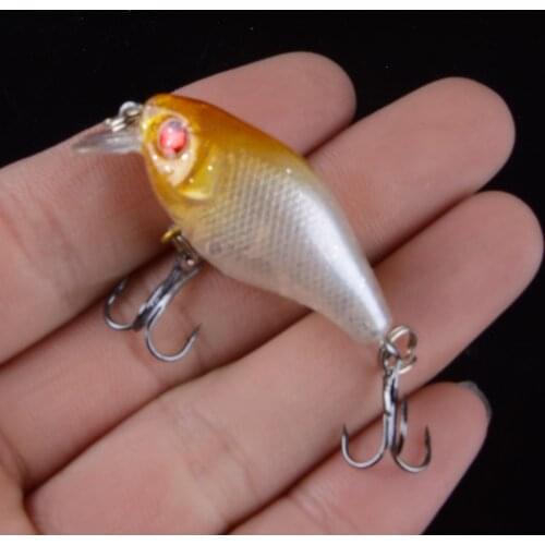 1pcs Fishing Lure 4cm/4.6g Topwater Crank Bait 5 Color Hard Bait Artificial Wobbler Plastic Fishing Tackle With 6# Hooks 3D Eyes