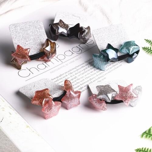 2PSC/lot lSimple Metal Star Hair Rope Women Elastic Hair Band Girls Headwear Scrunchy Headbands Trendy Alloy Accessories