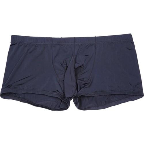 Mens Ice Silk Underwear Sexy Low-rise Separation Boxer Trunks Elephant Nose Underpants Shorts