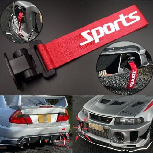 Universal Fit Car/Auto Racing Sports Style Tow Towing Rope Hook Strap Front Rear Bumper Body Trunk Decoration Sticker Bar Kit