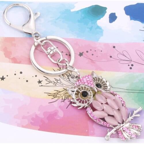 High quality NEW Fashion Owl shape Keychain Charm Crystal Vintage Owl Choker Cute Keychaines Flawless Ornaments Keychain Gift