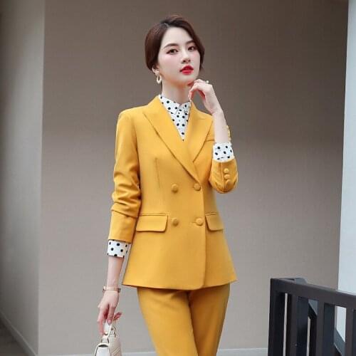 Womens suit autumn and winter new style Slim thin waist overalls temperament wild fashion pants suit womens two-piece suit