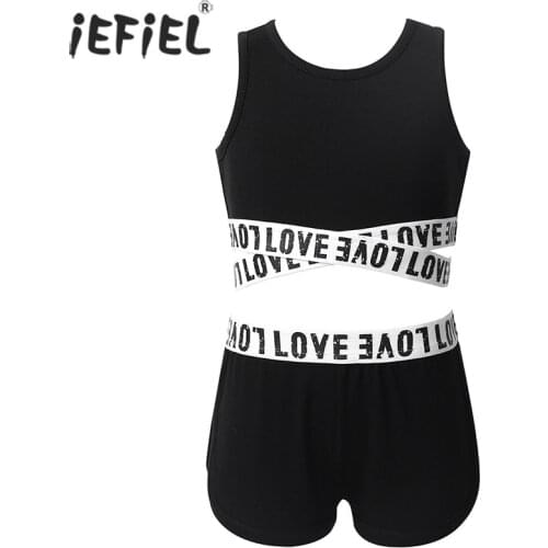 2020 Kids Summer Clothing Toddler Kids Girl Clothes Sleeveless Tops Crop Bottoms Shorts Letter Print Outfits 2Pcs Set Tracksuit