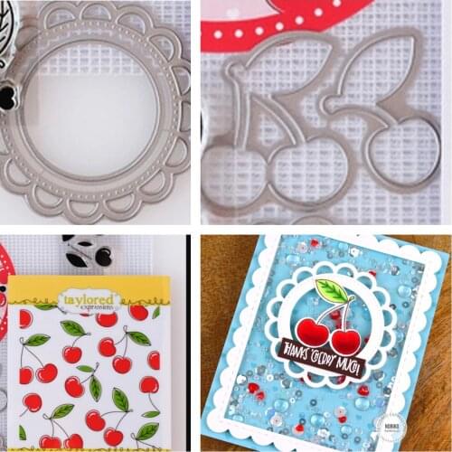 2021 Lace Circle and Big Cherry Stamps And Dies Scrapbook Diary Decoration Stencil Embossing Template Diy Greeting Card Handmade