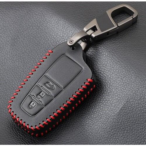 3 Button Genuine Leather Remote Car Key Case Cover Protector for Toyota Camry Aygo RAV4 Corolla CHR C-HR Prius