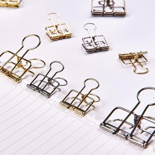 4pcs/ Lot Colorful Metal Hollowed-out Binder Clip Paper Clips Clamp Foldback Clip for Notebook Diary Office Cute DIY Stationery