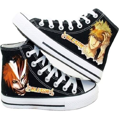 High-Q Unisex Anime Cos Bleach Ulquiorra cifer Kurosaki ichigo Casual Punk plimsolls Canvas shoes Rope Soled Shoes