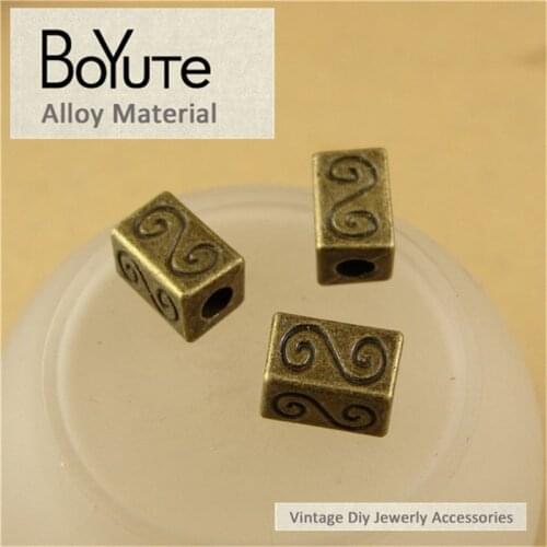 BoYuTe (50 Pieces/Lot) 11*6*6MM Antique Bronze Plated Zinc Alloy Vintage Bead Big Hole Diy Beads for Jewelry Making Accessories