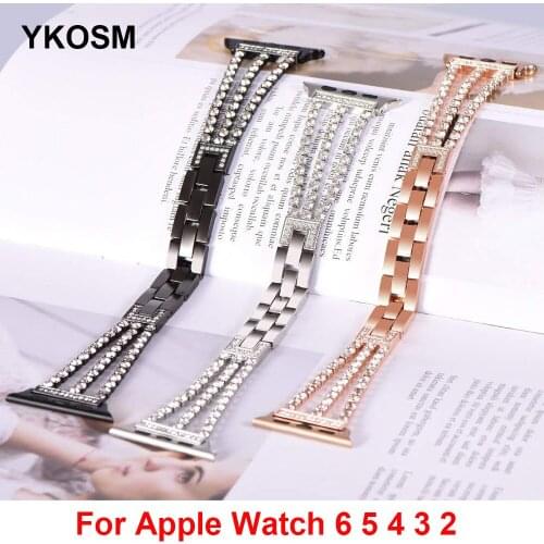 Stainless Steel Bracelet For Apple Watch 38/40 MM Female Diamond Metal Band For 42/44 MM IWatch Series 6 5 4 2 SE Watch Strap