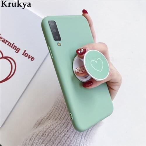 Cute Silicone Cover For Samsung Galaxy A7 2018 A750 Case 6.0 inch Love Herat Holder Case For Samsung A7 A 7 2018 750 750 F