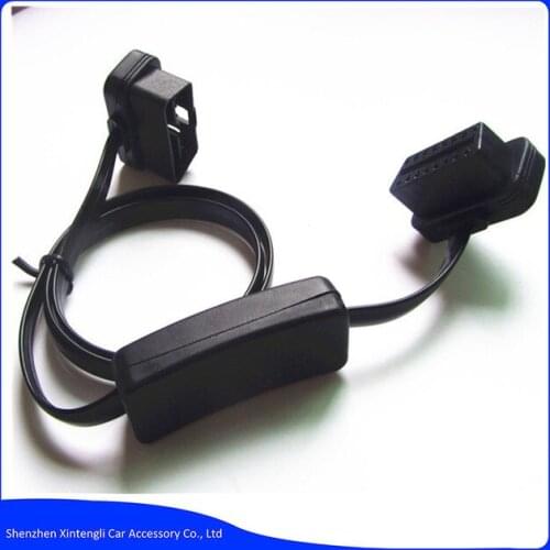 OBD 2 16pin Male to Female Right Angle Diagnostic Extension Cable with Power Switch