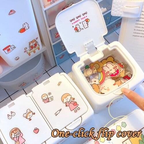 Ins Button Desktop Cute Storage Box With Lid Sundries Mini Jewlery Storage Box Organizer Kawaii Box Container Storage Small