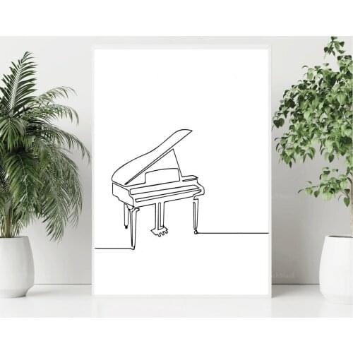 Line art paintings, black and white art musical instruments, printable music posters, music wall paintings, minimalist musical i