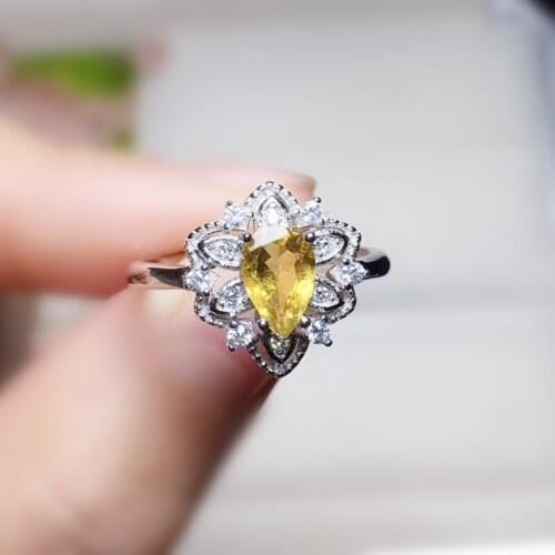 Per jewelry Natural real colorful tourmaline drop style ring Free shipping 0.6ct gemstone 925 sterling silver Q2041635