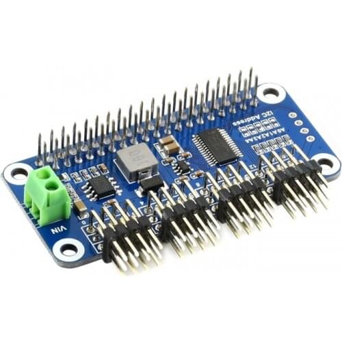 Servo Driver HAT (B) for Raspberry Pi with 16-Channel 12-bit I2C Interface Right Angle Pinheader