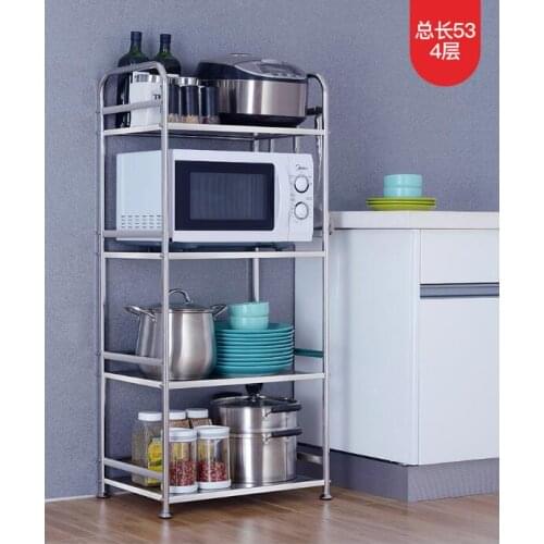 304 stainless steel kitchen rack microwave oven floor type multi-layer pot rack storage household storage cabinet