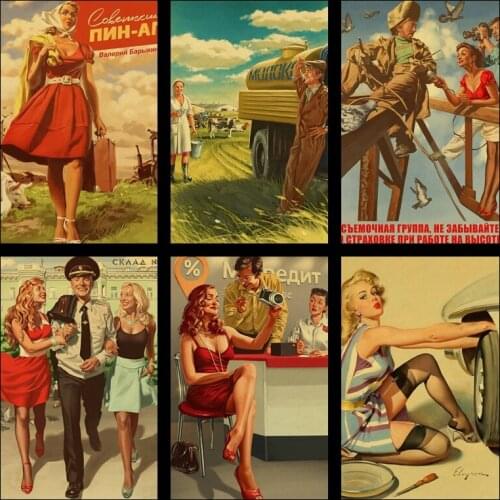 Buy three to send one Stalin Soviet CCCP vintage kraft poster room decoration painting