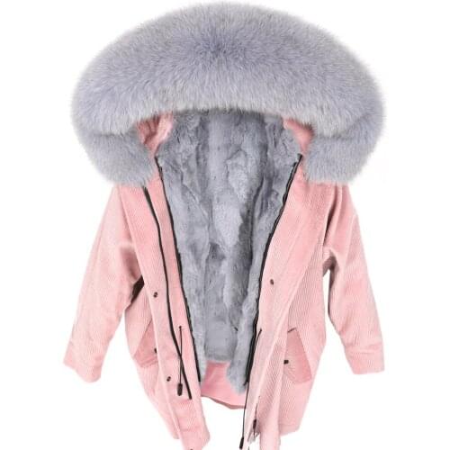 2020 new fox fur collar womens long-sleeved pike detachable raccoon fur liner fashion jacket coat fur winter women