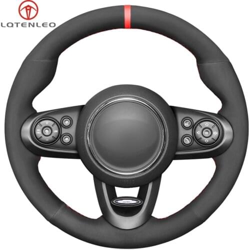 LQTENLEO Black Suede Car Steering Wheel Cover For Mini (Hatchback/Mini) JCW Clubman JCW Convertible JCW Countryman JCW