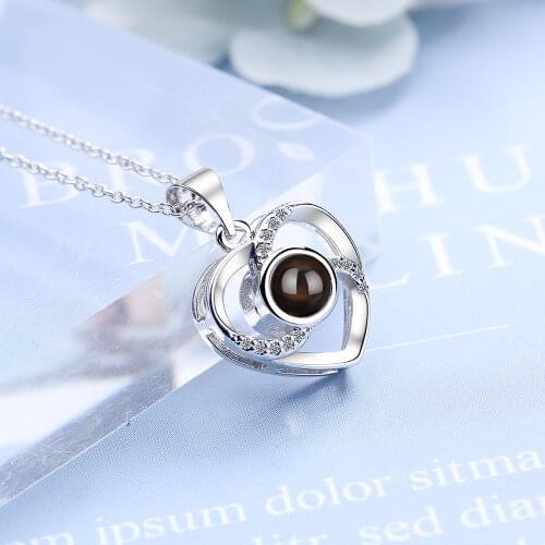 Fashion 925 Sterling Silver Crystal Heart Pendant Necklace For Women 18Inch Chain Wedding Party Charm Jewelry Gifts GaaBou