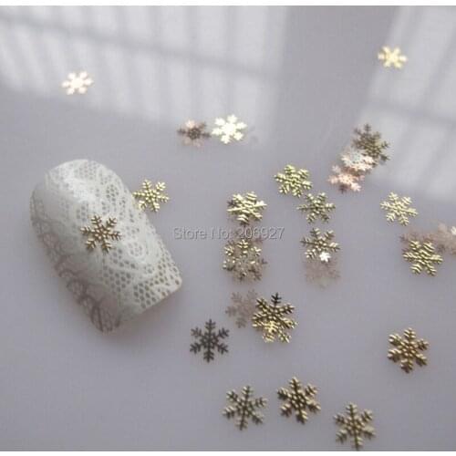 MS172-2 100pcs Gold Cute Snowflake Metal Sticker Nail Art Metal Sticker Nail Art Decoration Non-adhesive Sticker