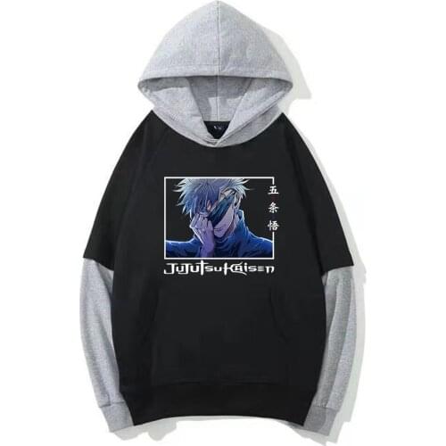 Mens Harajuku Hoodie Hot Anime Jujutsu Kaisen Hooded Sweatshirt Hip Hop Streetwear Clothes Tops