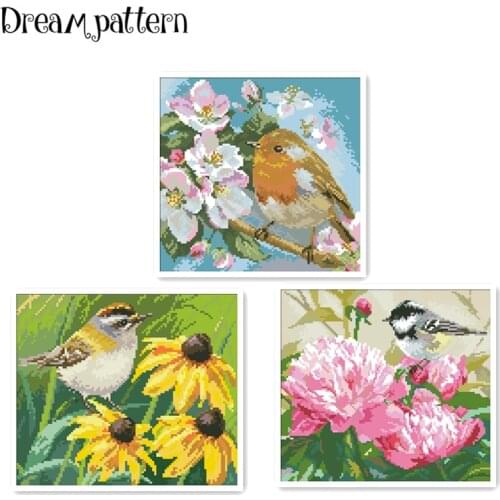 Bird and flowers cross stitch kit flowers 18ct 14ct 11ct cotton silk thread white fabric embroidery DIY handmade needlework