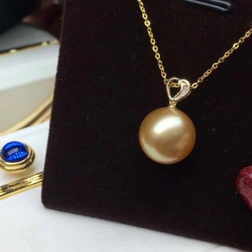 Natural Nanyang Jinzhu Tea Gold Gold 12-13mm near circle is close to innocent 18k yellow gold diamond pp01