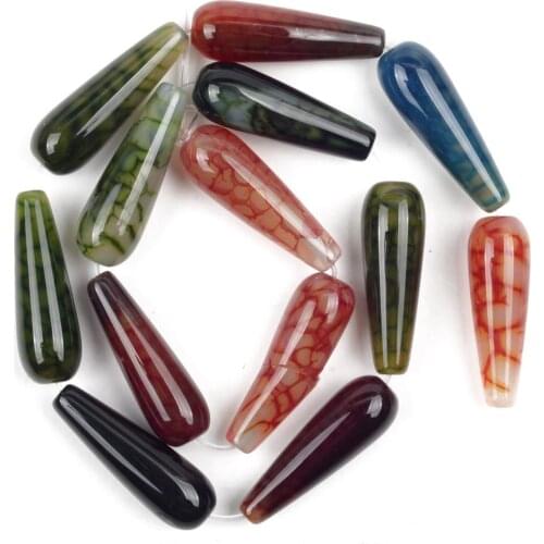 Natural Stone Multicolor Dragon Vein Waterdrop Agates Beads For Jewelry Making Needlework DIY Charms Bracelet Accessories 15