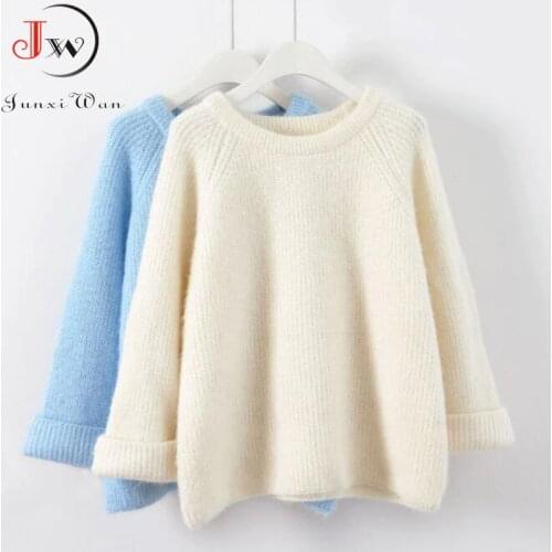 New 2021 Autumn Women Knitted Sweaters Jumpers Candy Color Sweet Chic Short Sweater Casual Solid Pull Femme Roupas femininas