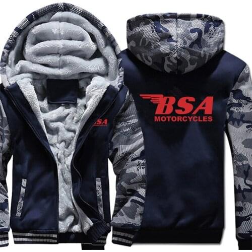 New Bsa Motorcycles Hoodies Camouflage sleeve Pullover Winter Jacket Bsa Motorcycles Sweatshirts Long Sleeve Coat