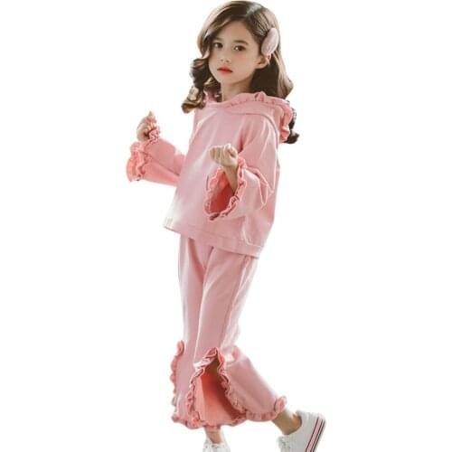 Teen Girls Clothing Solid Color Girls Outfits Sweatshirt + Pants Kids Girl Clothes Set Spring Autumn Costumes For Children