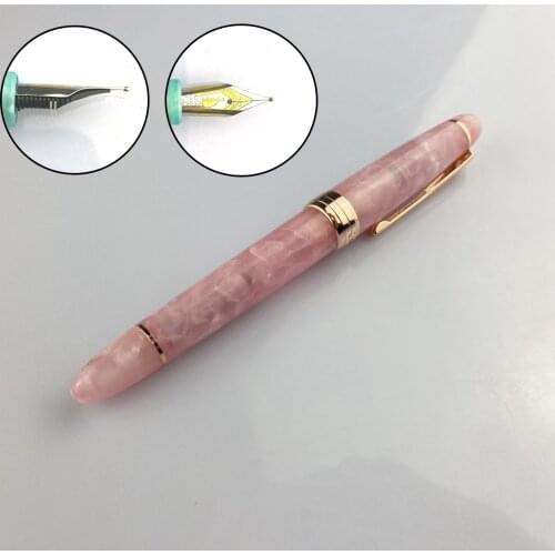 Pink Kaigelu 356 Fountain Pen with Golden Clip EF/F/M Nib Resin Beautiful Colours Ink Pen for Business school Writing Gifts