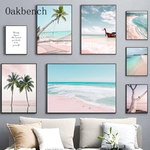 Beach Landscape Wall Art Canvas Painting Sea Coastline Poster Palm Tree Print Nordic Posters And Prints Living Room Decoration