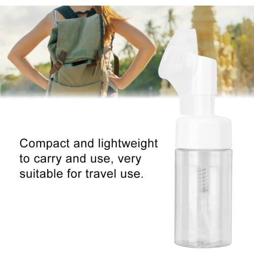 Portable Mousse Foaming Empty Bottle Refillable Travel Dispenser Container (Brush Head White)