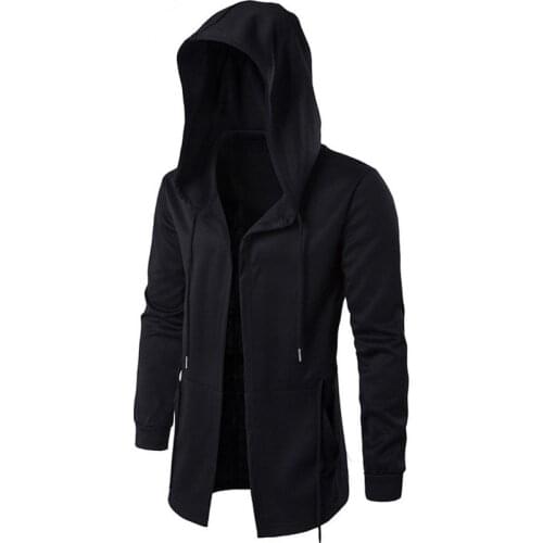 Casual Mens thin Long Cloak black Hooded jacket Couple long Sleeves Sweatshirts Hip Hop Mantle Coats autumn Outwear Streetwear