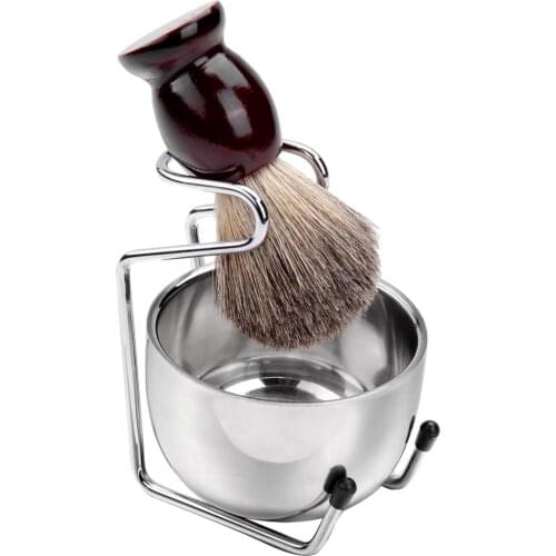 Luxury Mens Shaving Brush Set with Shaving Brush Stand Holder And Soap Bowl Mug for Father Boyfriend Gifts