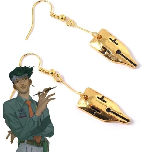 Anime JoJos Bizarre Adventure Cosplay Earrings Kakyoin Noriaki Cherry Drop Earrings for Ear Clip Jewelry Cosplay Accessories
