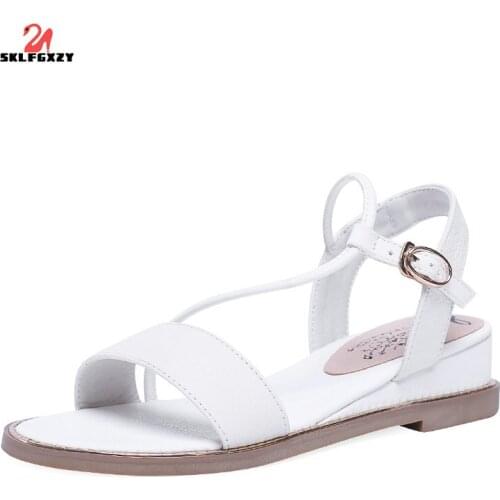 SKLFGXZY Summer Europe Women Sandals Fashion Genuine Leather Womens Shoes Cowhide Wedge Sandals