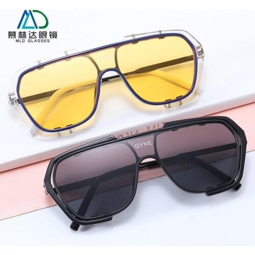 Unisex big rectangle fashion sunglasses women men 2021 vintage oversized shades for women black yellow clear oclos de sol uv400