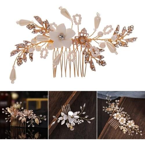Wedding Hair Comb Decor Rhinestone and Pearl Fashion Elegant Beautiful Accessory for Bride and Bridesmaids SANA889