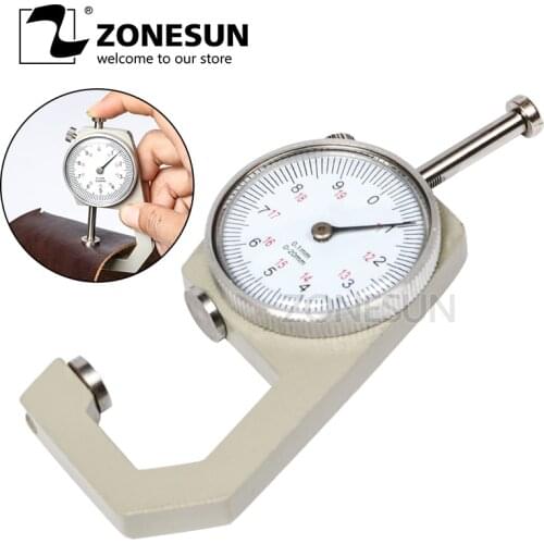 ZONESUN 1pcs Dial Thickness Gauge Flat Head 0-10*0.1mm or 0-20*0.1mm Gage Meter Measuring Sheet Metal Leather Tester