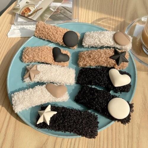 Fashion Lamb Wool Womens Hair Clips Plush Bangs Hairpin Accessories Girls Korean Sweet Headwear Simple Rectangle Barrettes