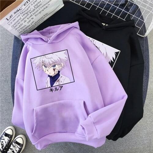 Hunter X Hunter Killua Hoodie Japanese Anime Womens Hooded Sweatshirt Harajuku Fun Cartoon Long Sleeve Casual Overisze Hoodie
