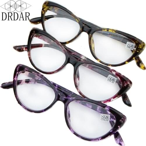 DRDAR Womens Reading Glasses Comfortable Anti-fatigue Eyewear 9416 Purple tortoiseshell Cat eye Plastic Men Reading mirror