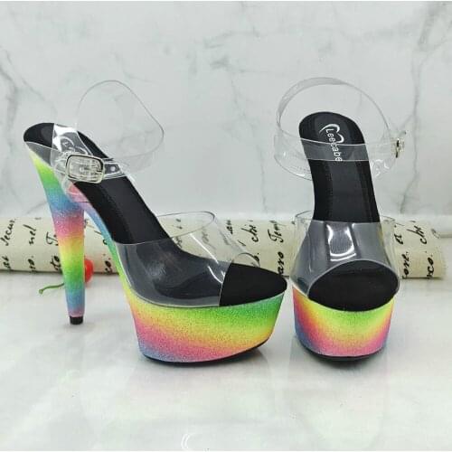 Leecabe 15CM/6Inch Womens Platform Sandals party High Heels Shoes Pole Dancing Shoes