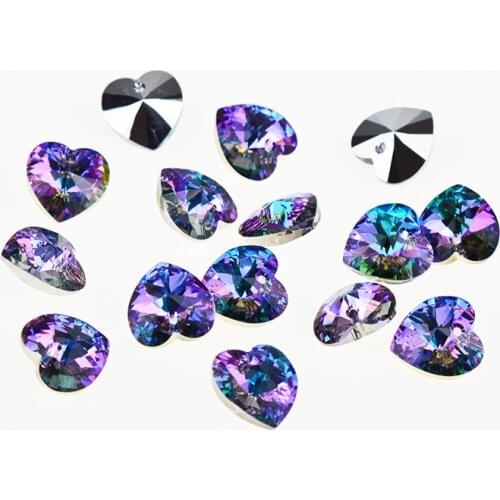 1 piece) 100% Original crystal from Swarovski 6228 XILION Heart pendant rhinestone beads for DIY jewelry making