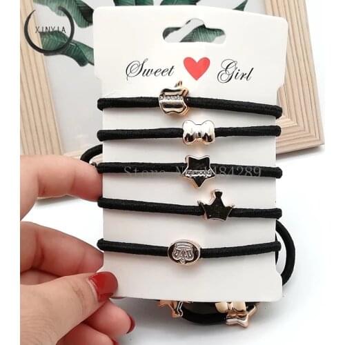 10pcs Hair Rope Elastic Head Rope Ponytail Holder Hair Ties Black Rubber Band Hair Band Headwear Girl Hair Accessories for Women